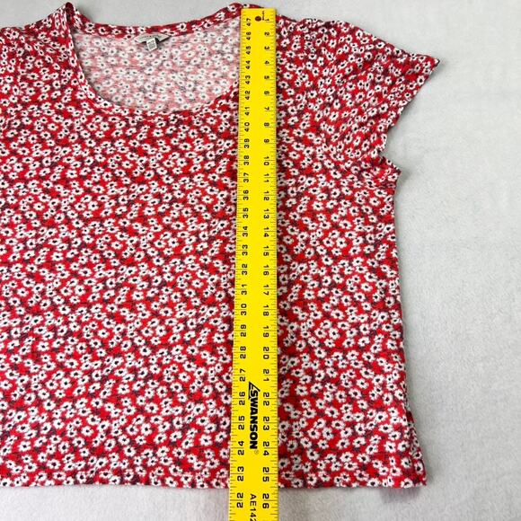 Lucky Brand Tee T Shirt Womens XXL Red Floral Short Sleeve Plus Casual - Picture 4 of 7
